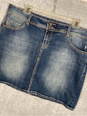 Vigoss Low Rise Contrast Thick Stitch Jean Skirt Western Y2K Size 18
